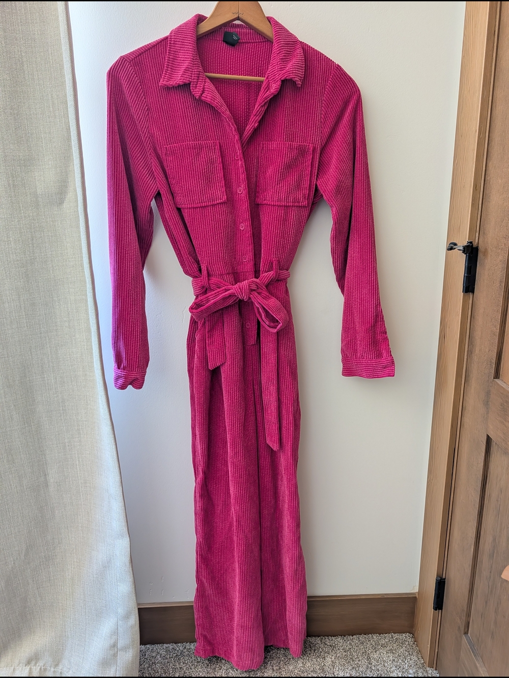 wild fable Pink Corduroy Jumpsuit with Tie Waist